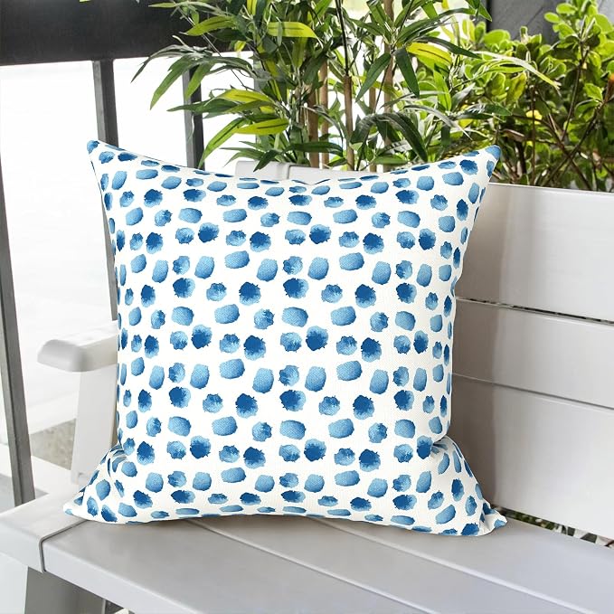 LVTXIII Outdoor Throw Pillows, Decorative Throw Pillows with Inserts, 20"x20" Square Pillows for Bed, Couch, Sofa and Patio Furniture, Set of 2, Brush Blue