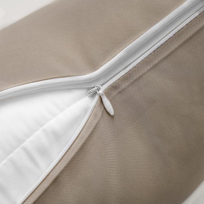 Phantoscope Pack of 2 Outdoor Waterproof Solid Throw Decorative Pillow Cover Decorative Square Outdoor Pillows Cushion Case Patio Pillows for Couch Tent, Light Coffee 18x18 inches 45x45 cm