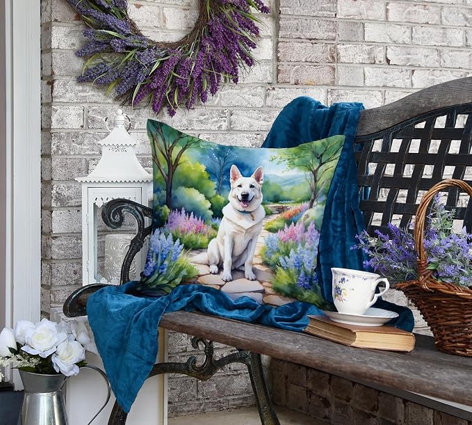 Caroline's Treasures German Shepherd Spring Path Throw Pillow Machine Washable, Indoor Outdoor Decorative Pillow for Couch, Bed or Patio, 18Hx18W