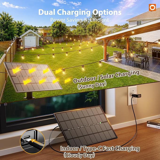 addlon 198FT Solar String Lights Outdoor, with 104 Waterproof LED Bulbs | Dimmable, Remote, 3 Modes, Shatterproof, Spaced 2FT, Easy Install, Ideal for Large Backyard, Garden, Wedding, Party, Camping