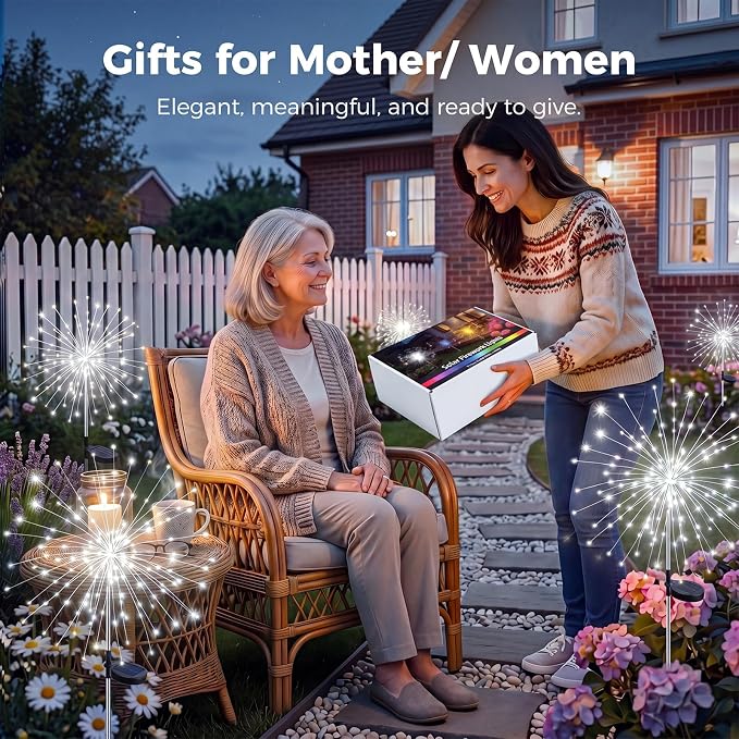 btfarm 2 Pack Solar Garden Lights Outdoor, 8 Modes Firework Lights Outside | 120LED, Waterproof Fairy Twinkle Light Solar Powered for Yard Christmas Pathway Lawn Pool Patio Decorative, Cool White
