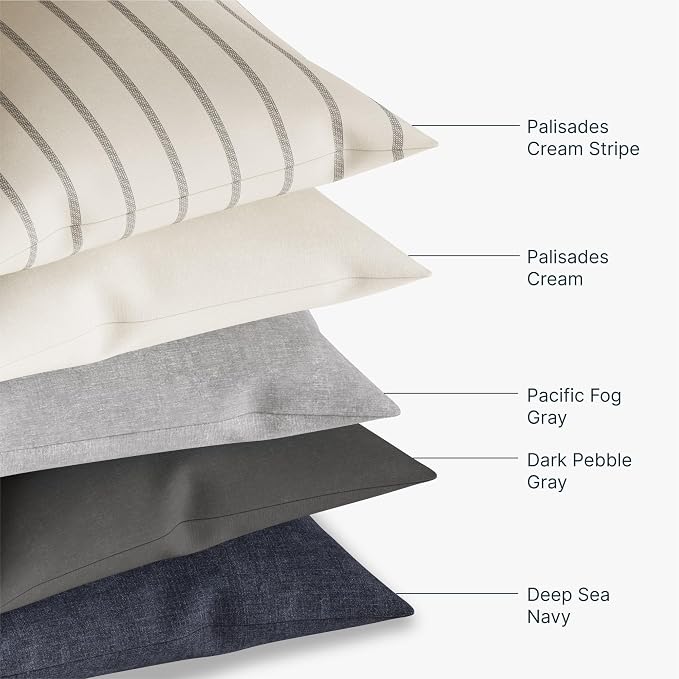 Outer Outdoor Throw Pillow with OuterWeave Performance Fabric, Decorative Outdoor Pillow for Patio & Outdoor Furniture, Includes Machine Washable Pillow Cover and Insert - Pacific Fog Gray, 18"x18"