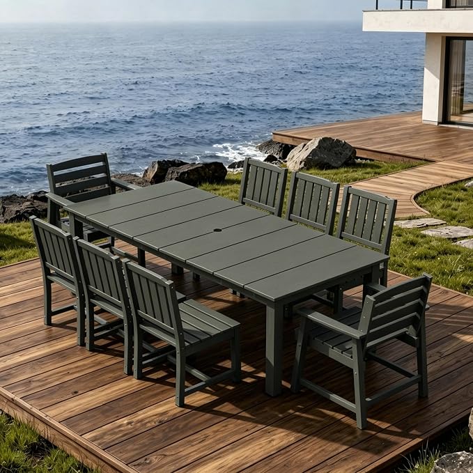 AreShark Patio Dining Chair Set of 2,All Weather HDPE Outdoor Dining Armless Chairs with Wide Seat and Backrest,Weatherproof Patio Chairs for Garden,Backyard,Deck,Gray