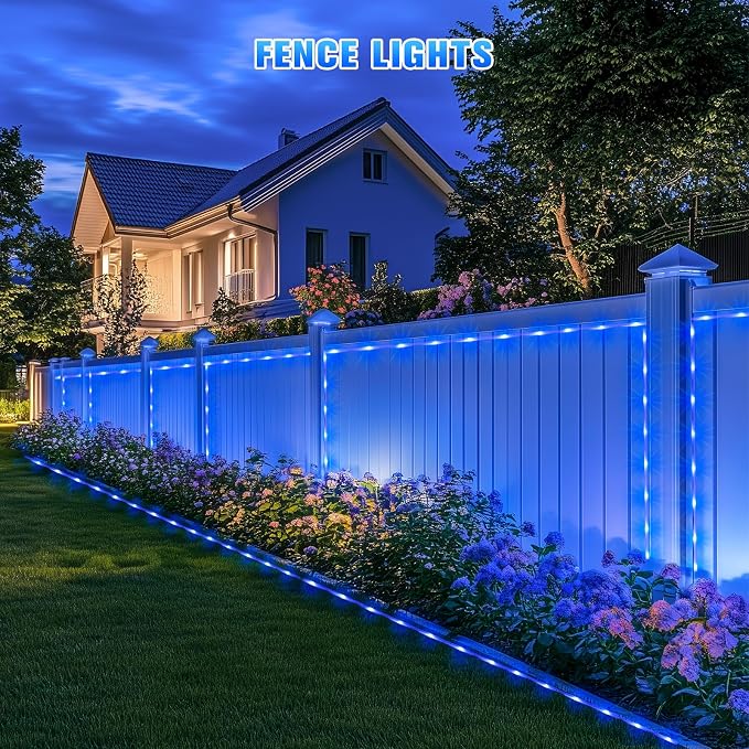 JMEXSUSS 2 * 200 LED Blue Solar Rope Lights for Pool | 66ft IP 65 Waterproof Solar String Light Outdoor, 8 Modes Christmas Lights for Camp Trampoline Ladder Slide Tent