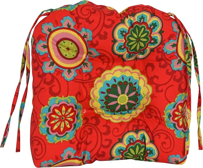 Blazing Needles Spun Polyester Patterned Outdoor U-Shaped Tufted Chair Cushions Set, Set of 4, 16", Farrington Terrace Grenadine