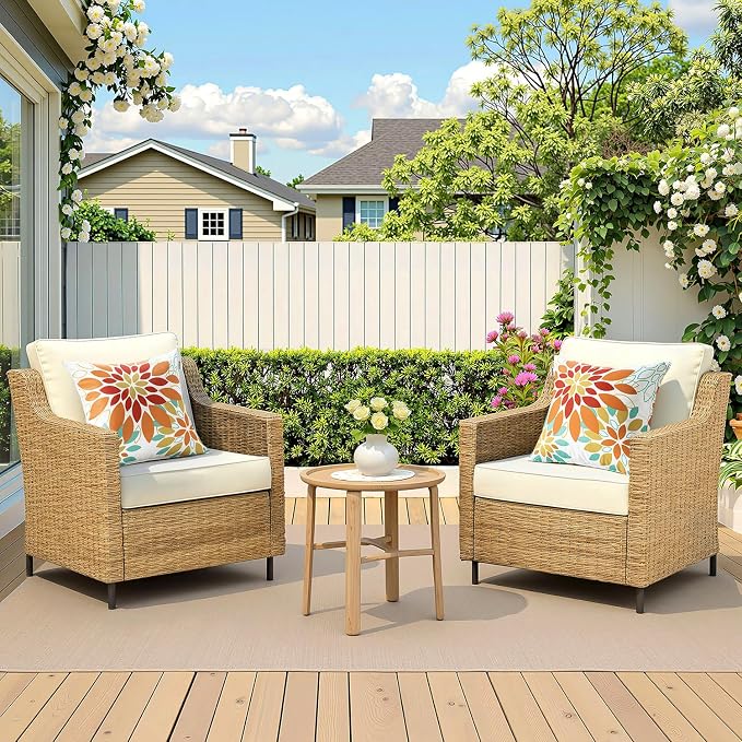 Floral Outdoor Pillow Covers Orange Yellow 18x18 Set of 2 | Waterproof Throw Pillow Cases Spring Decorative Summer Cushion Covers for Patio Furniture Garden Bench Porch Sofa
