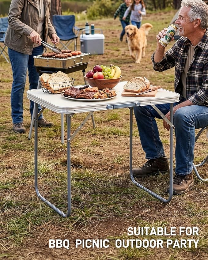 Outvita 2.3ft Portable Folding Camping Table, Outdoor Waterproof Picnic Table, Aluminum Lightweight Suitcase Foldable Table for Picnic BBQ Beach Dining