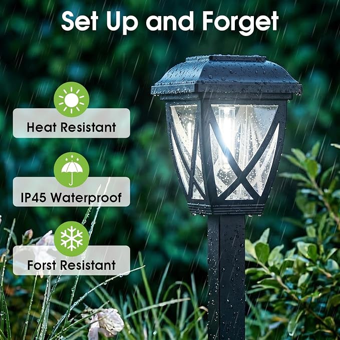 Solar Pathway Lights Outdoor 10 Pack, 6000K Auto On/Off Waterproof Solar Powered Garden Lights, Energy Saving Landscape Outside Lights for Yard, Walkway, Patio & Driveway Decor