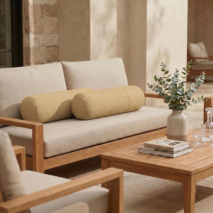 RSH DECOR: Neck Roll Pillows Set of 2 | 20” x 6” | Outdoor Bolster for Patio, Deck, Porch, or Poolside Furniture | Water & Fade-Resistant | Made in USA (Trixie Wicker)