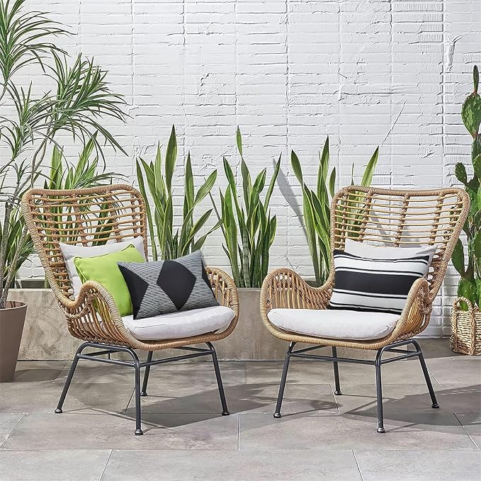 Adabana Set of 4 Outdoor Waterproof Pillow Covers 12x20 Black and White | Modern Geometric Throw Pillows Cover Decorative Boho Pillow Covers for Patio, Garden, Porch