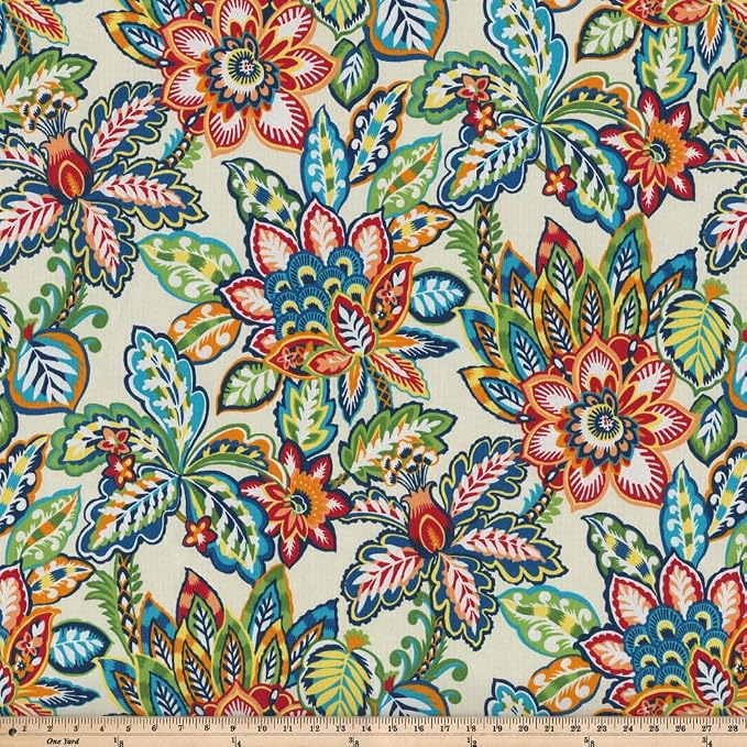Pillow Perfect Bright Floral Indoor/Outdoor Tufted Wicker Seat Cushion With Ties, 2 Count, 15.5" x 16", Blue/Green Copeland