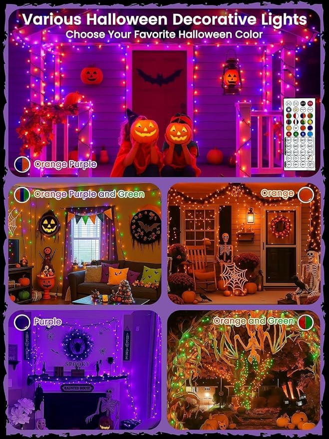 240LED Smart Color Changing String Lights 92FT Orange Fall Light App Remote | Music Sync, Multi Colors and Modes, Timer, Waterproof RGB Twinkle Lights Outdoor Indoor for Christmas Halloween Fall Decor