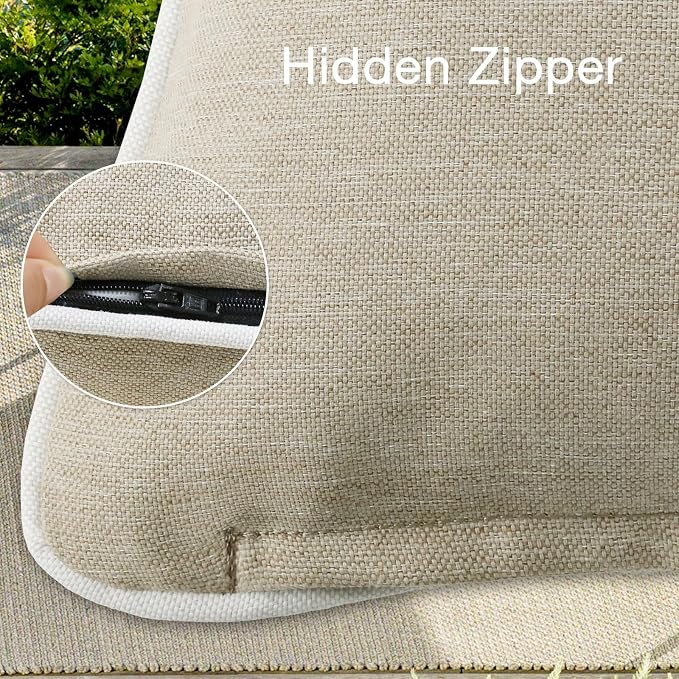 Decorative Outdoor Water Repellent Throw Pillows with Inserts, Set of 4, 18" x18" Pillows for Patio, Backyard, Bed, Couch, and Patio Furniture, Tan