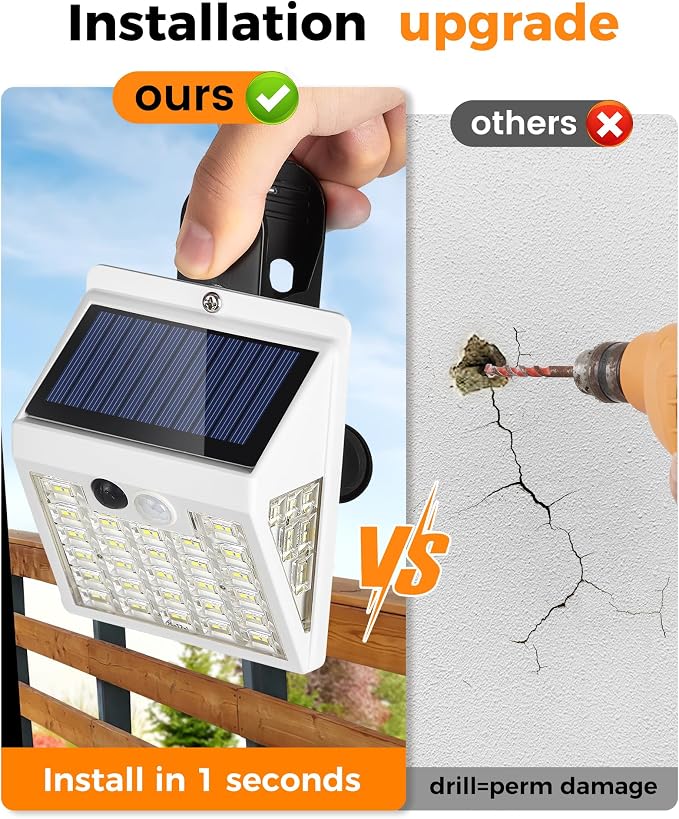 Clip On Solar Lights Outdoor,Motion Sensor Outdoor Lights, 72LEDs 600LM Clip on Solar Fence Lights Outdoor Waterproof LED,Solar Lights for Wall Fence,Deck, Gutter,Camping(4, White)