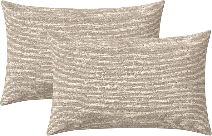 RSH DECOR: Sunbrella Jumbo Lumbar Pillows Set of 2 | 26" x 16" | Water and Fade-Resistant Fabric | Outdoor Pillow Covers with Down-Alternative Inserts | Made in USA (Soft Cloud Chenille Burlap)
