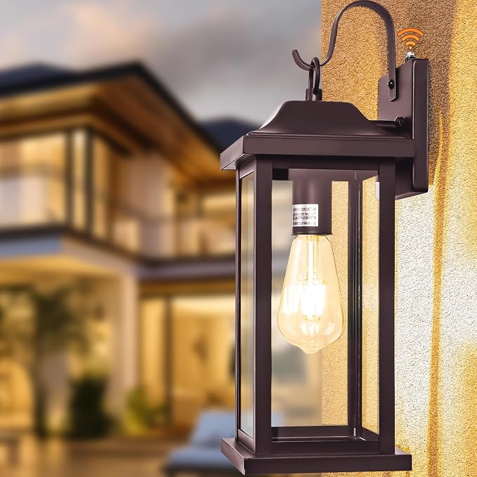 Dusk to Dawn Porch Light Outdoor Bronze 17 Inch | 1 Pack ETL Listed, Photocell Sensor Oil Rubbed Bronze Exterior Light Fixture, IP65 Waterproof Outside Wall Mounted Lamp