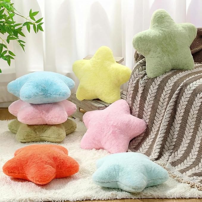 Beeveer 8 Pack Star Shaped Throw Pillow Back to School Gifts Decorations Mix Star Plush for Bed Sofa Cute Throw Pillow Plush for Floor Room Sleepover Bedroom Living Room(Classic)