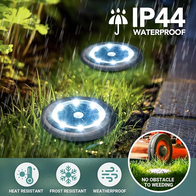 SOLPEX 10 Pack Small Solar Ground Lights, Pathway Lights Cool White | Stainless Steel Solar Powered Walkway Lights Waterproof, Landscape Lighting for Driveway, Garden, Backyard, Patio