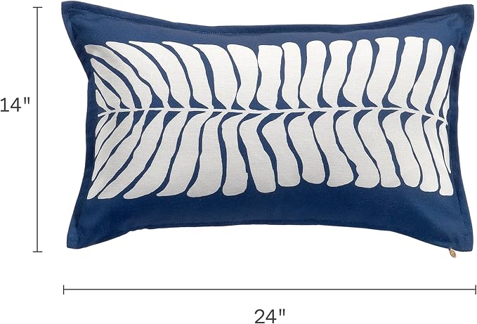 Fab Habitat Indoor/Outdoor Lumbar Pillow Made from Recycled Polyester Yarn - Double Sided, Stain Resistant, Machine Washable - Tropical - Patio, Deck, Porch, Living Room - Hilo - Blue - (14" x 24")