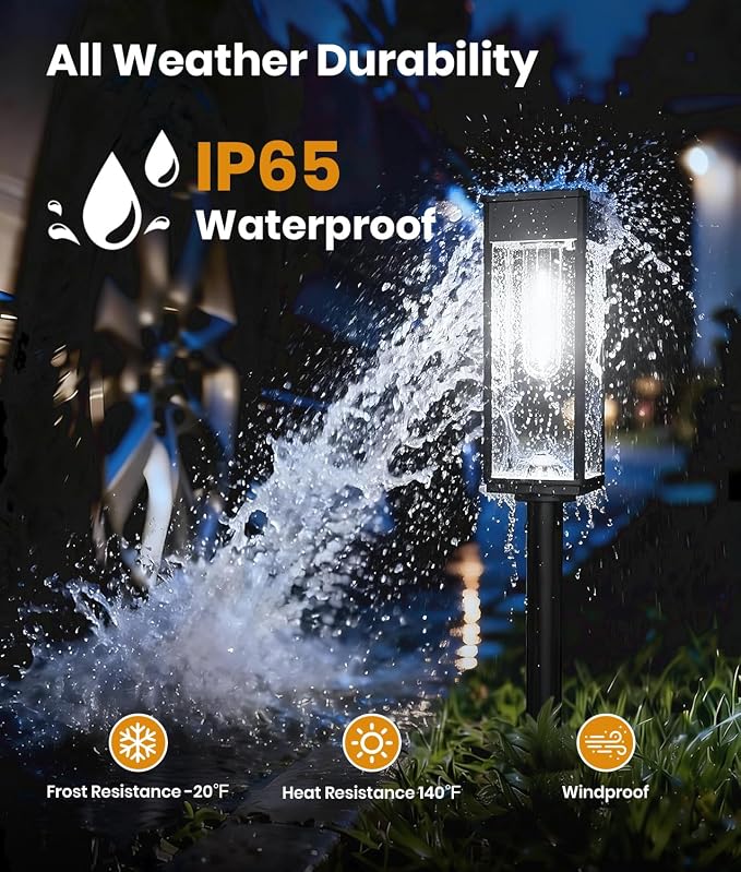ALFIOT Solar Pathway Lights Outdoor, 4 Pack Bright Solar Lights Outdoor, IP65 Waterproof Garden Decor Solar Powered Landscape Lighting for Yard Patio Walkway Driveway Pathway (Cool White)