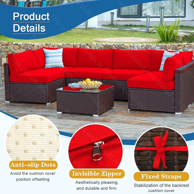 14Pcs Patio Cushion Covers, Furniture Cushion Slipcovers, 24.8"x24.8"x3.14" | Outdoor Cushion Slipcovers, Water Resistant Fabric, Zipper Design, Fits Patio Sectional Furniture