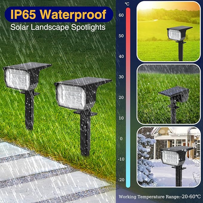 nipify Solar Spot Lights Outdoor Color Changing, Halloween RGB Spotlights | 4 Pack/7 Modes, Waterproof, Solar Powered, Landscaping, Lighting for Outside Pathway Yard Wall Garden Walkway