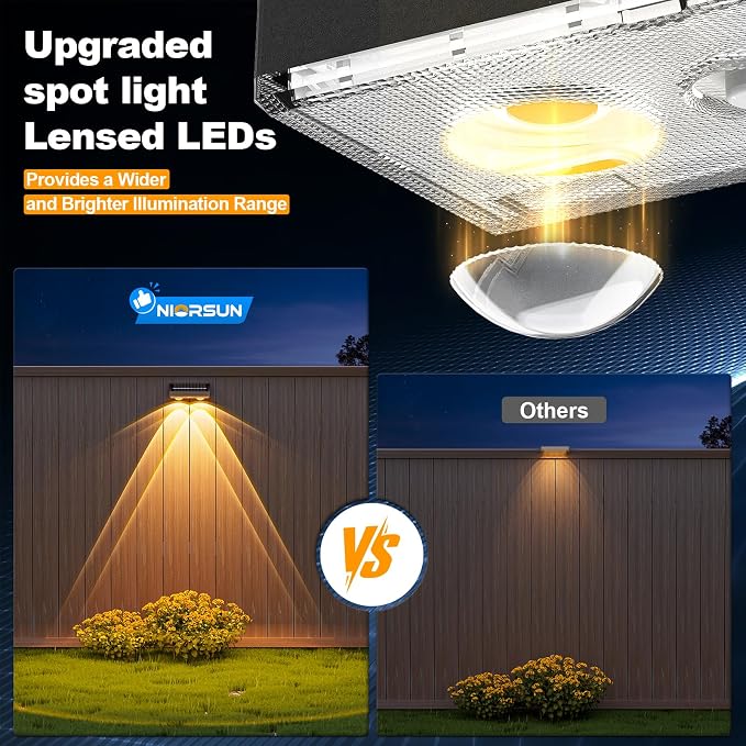 Solar Fence Lights,8 Pack Deck Light,Led Lights Warm White Outdoor Wall Lights,IP45 Solar Powered Light Waterproof for Backyard/Pool/Railing/Patio/Porch/Step/Outside/Garden (Black)