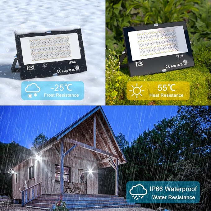 LED Flood Light Outdoor 800W Equivalent 8000LM, Smart RGB Color Changing Landscape Lighting with APP Control, IP66 Waterproof Outdoor LED Lights Daylight 5700K, DIY Scenes, Timing Floodlights, 1 Pack
