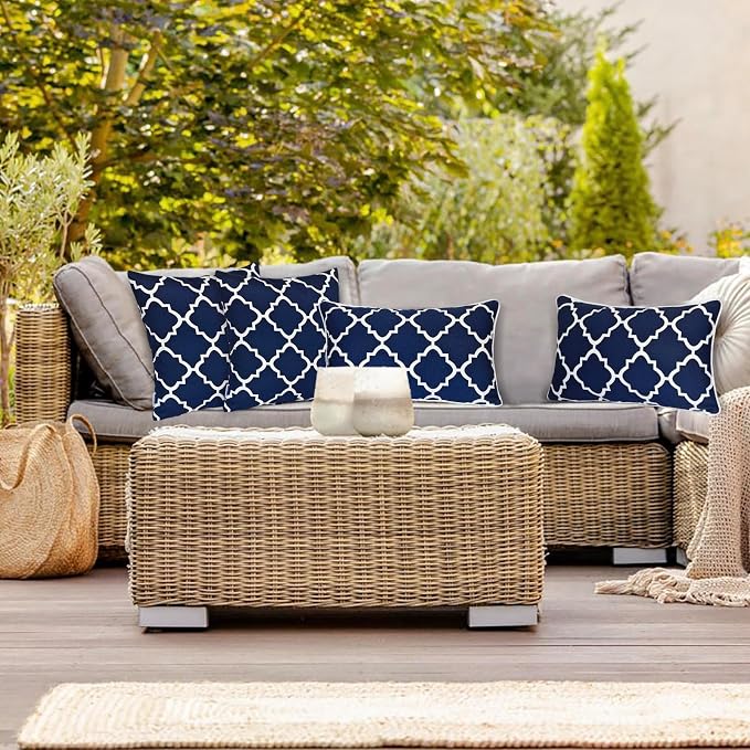 JMGBird Navy Blue Throw Pillows Waterproof Outdoor Pillows for Patio Furniture