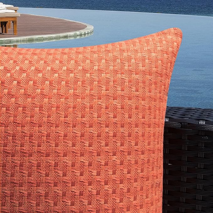 Kevin Textile Outdoor Waterproof 14"x36" Pillow Cover 1 Pack, Burnt Orange | Water Resistant Weaving Faux Linen Texture Throw Pillow Covers, Outside Decorative Pillowcases for Garden Patio Balcony Couch