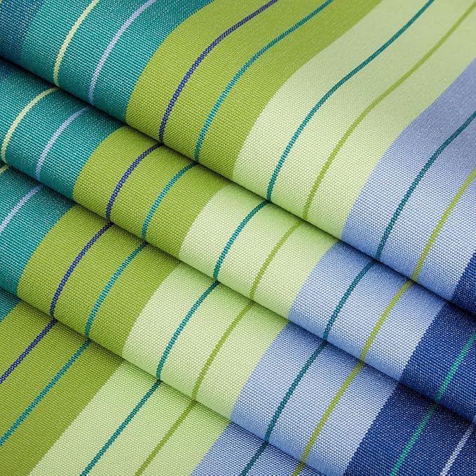RSH Décor Jumbo Sunbrella Neck Roll Pillows – Set of 2 | 24” x 8” | Outdoor Bolster for Patio, Deck, Porch, or Poolside Furniture | Water & Fade-Resistant | Seville Seaside | Blue & Green Stripe