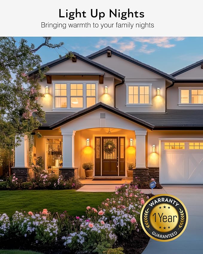 VIANIS White Porch Lights Outdoor, Large Dusk to Dawn Exterior Garage Lighting Fixtures Wall Mount for House, Outdoor Sconce Lights Lanterns for Coach with Integrated Rectangular 10W LED Light Source