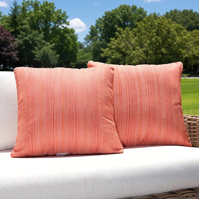 Outdoor Throw Pillow Set of 2 with Inserts, Outdoor Lumbar Pillow Water Resistant for Patio Furniture, 18x18 Inch Outdoor Pillows with Removable Zipper Cover