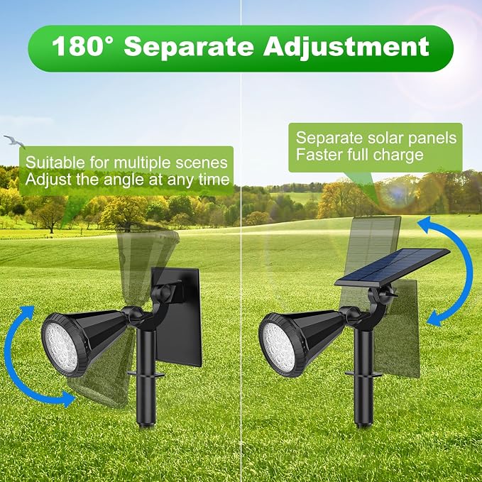Tadyreal Color Changing Solar Spot Lights Outdoor Waterproof 180° Adjustable Colored RGB Solar Powered Landscape Lights for Yard 7 Lighting Modes Solar Spotlights for Pathway Garden Outside (6 Pack)