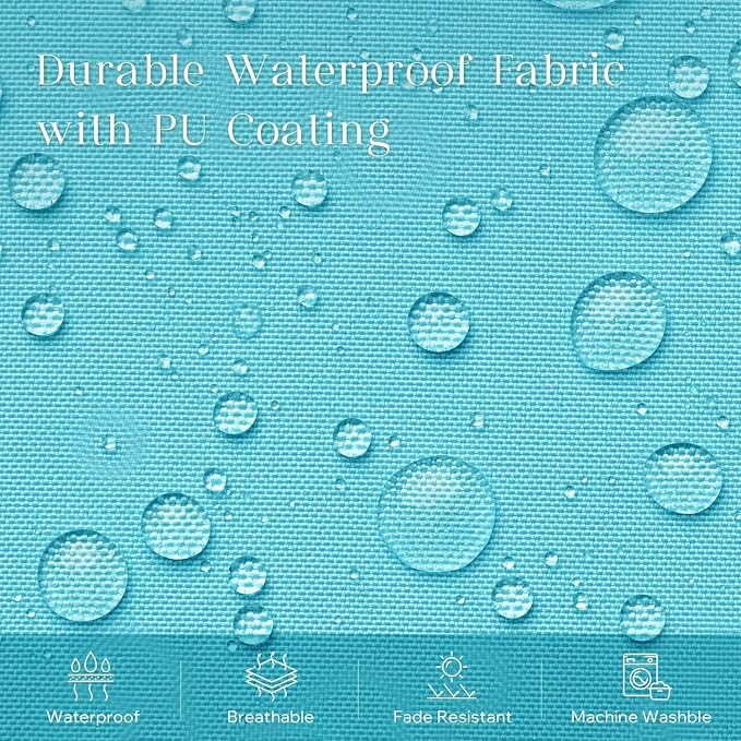 Phantoscope Pack of 2 Outdoor Waterproof Throw Pillow Covers with Contrast Piping, Decorative Square Cushion Case Patio Pillows for Couch Tent, Sky Blue 20x20 inches