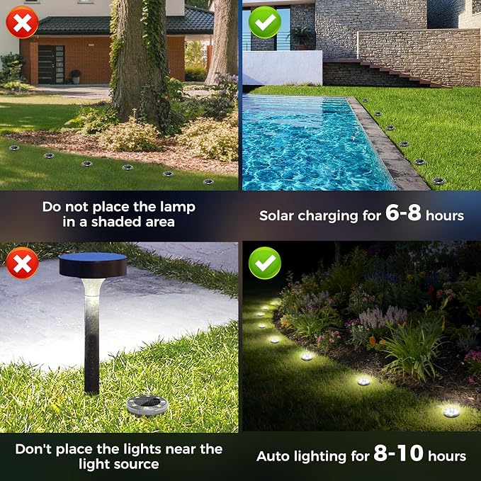 Mini Solar Ground Lights, 24 Pack Flat Solar Disc Lights Outdoor Waterproof, 2.3 Inch Small Solar Garden Lights Landscape Lighting for Outside Pathway Garden Yard Lawn Walkway,Cool White