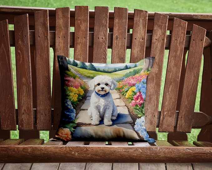 Caroline's Treasures Maltipoo Spring Path Throw Pillow Machine Washable, Indoor Outdoor Decorative Pillow for Couch, Bed or Patio, 14Hx14W