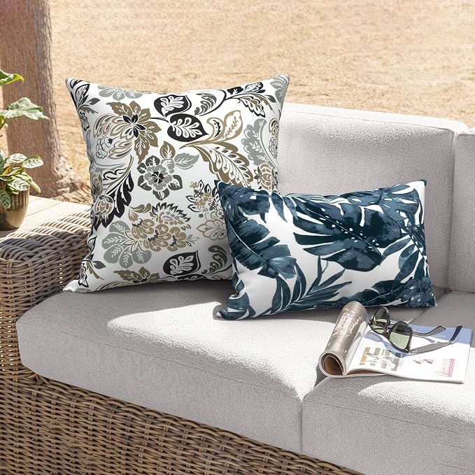 Outdoor 20x20 Inch Throw Pillows with Inners, Square Pillows Decorative Set of 2 for Home Garden Furniture, Dailey Tan