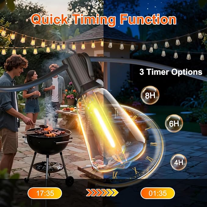 BLIATLUS 55FT Solar String Lights, Waterproof Outdoor with Remote 24+2 ST38 LED for Backyard Bistro Porch