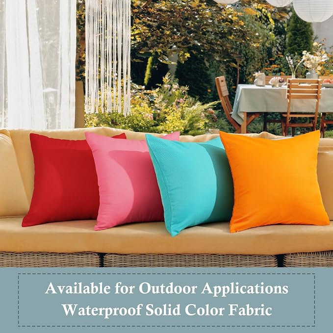fauson Outdoor Pillows 18x18 Set of 4 Outdoor Pillows Waterproof Square Pillow Covers Cushion Cases for Patio, Couch, Tent and Sofa