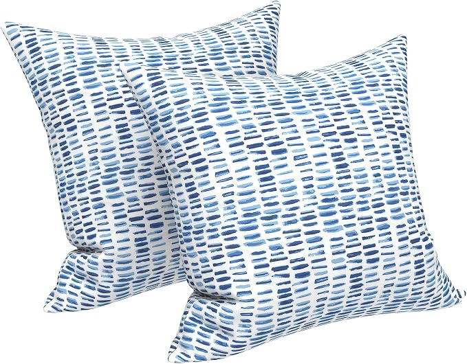 LVTXIII Outdoor/Indoor Throw Pillows, Decorative Throw Pillows with Inserts, 18"x18" Square Pillows for Bed, Couch, Sofa and Patio Furniture (Set of 2, Pebble Blue)