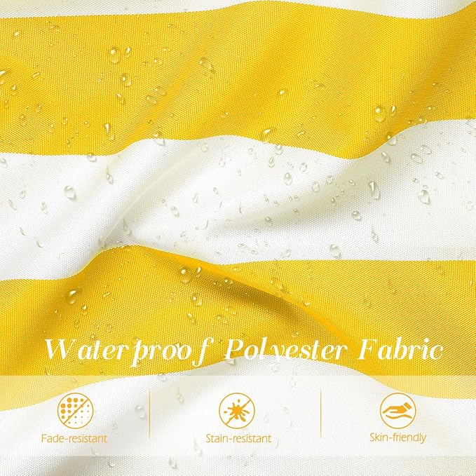 Lewondr 2 Pack Outdoor Throw Pillow Covers, 18"x18", Yellow + White | Square Stripe, Waterproof, For Outdoor Patio Porch Farmhouse Garden Balcony Couch, 45x45cm