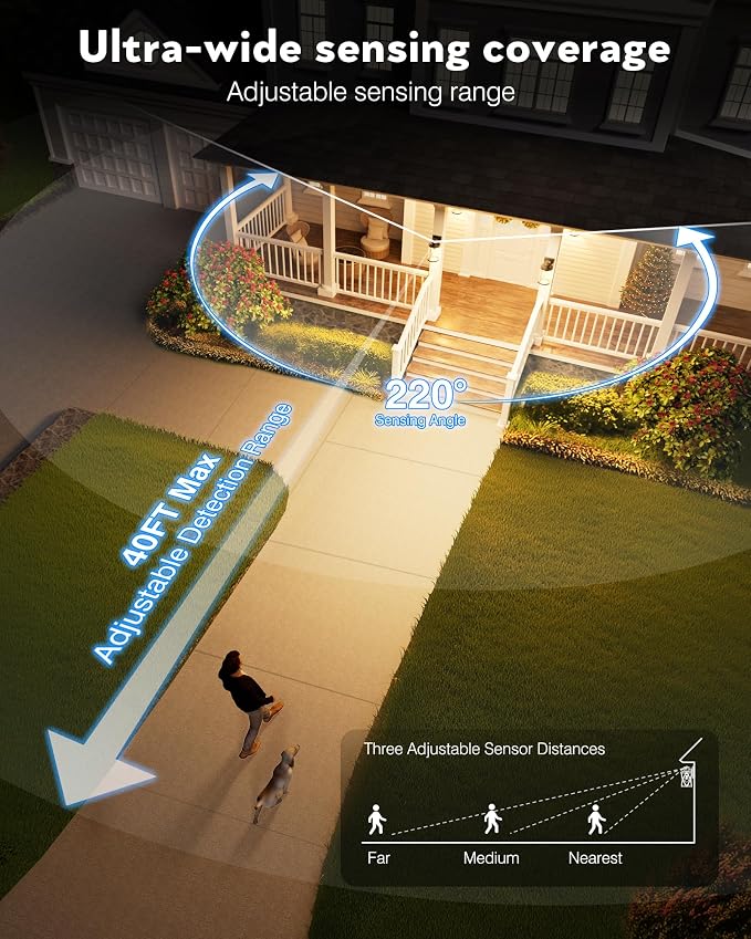 VIANIS Motion Sensor Outdoor Light Fixtures Wall Mount, Black Porch Lights Outdoor Lantern, Anti-Rust Waterproof Exterior Lights for House, Modern Outdoor Wall Sconce for Garage, Front Door, Coach
