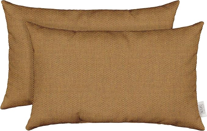 RSH DECOR: Sunbrella Jumbo Lumbar Pillows Set of 2 | 26" x 16" | Water and Fade-Resistant Performance Fabric | Outdoor Pillow Covers with Down-Alternative Inserts | Made in USA (Sailcloth Sienna Tan)