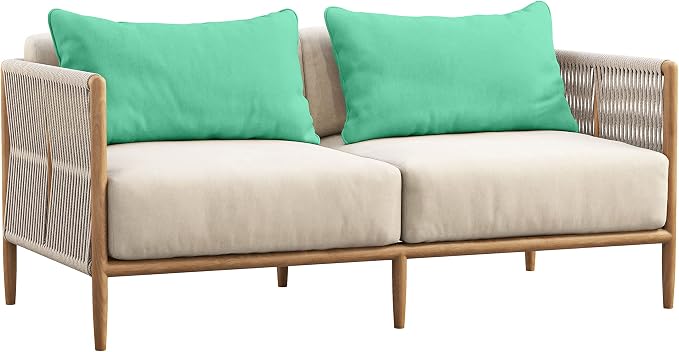 Indoor/Outdoor Polyester Fabric Lumbar Pillow Cover, All-Weather Waterproof Rectangular Cushion Case for Patio Furniture, 12 x 20 Set of 2 -Aquamarine