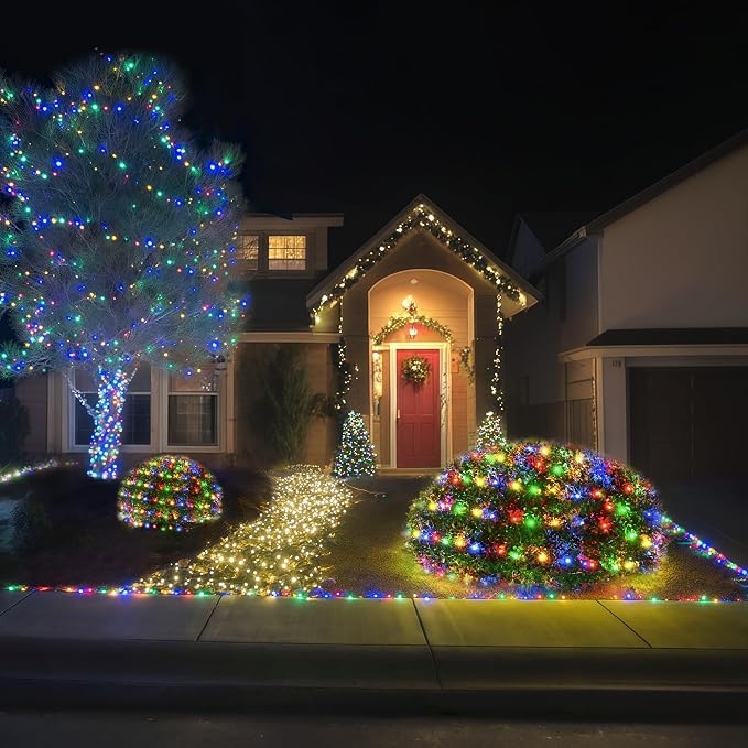 BlcTec Christmas Net Lights, 360 LED 9.8ft x 6.6ft Outdoor Christmas Lights with 8 Modes, UL Certified, Timer, Connectable, Waterproof for Bushes, Trees, Shrubs Yard Outdoor Xmas Decor, Multicolor