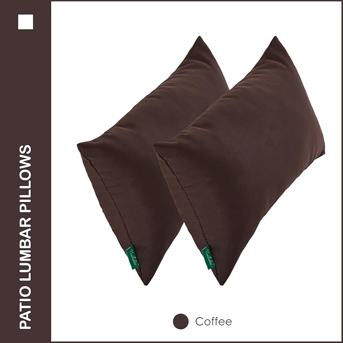 Indoor Outdoor Lumbar Pillows,Waterproof Outdoor Pillows Set of 2 for Patio Furniture,12×20 Inch,Coffee