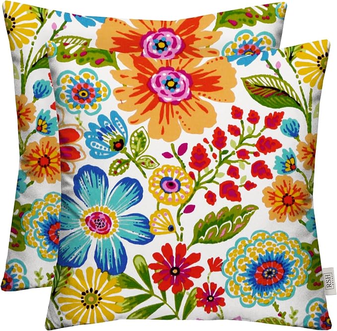 RSH DECOR Square Throw Pillows Set of 2, 24" x 24", Outdoor Pillows Waterproof, Outdoor Pillow Covers, Pillow Covers for Couch, Gregoire Fresco, Made in USA