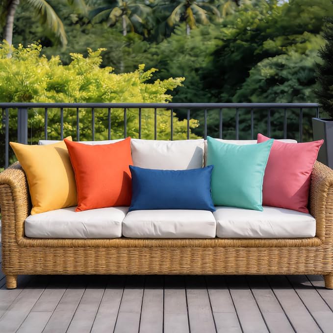 Outdoor Pillow Covers Waterproof Cushion Covers Patio Pillows Case 2 Pack | 18x18inch, Solid, Seamless, Hidden Zipper,Pecet for Porch Decoration,Patio Furniture,Outdoor Couch, Balcony,Garden Bench