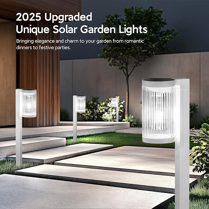 Solar Pathway Lights Outdoor, 6 Pack Upgraded Outdoor Solar Lights for Outside Super Bright Up to 12Hrs, IP65 Waterproof Solar Garden Lights for Yard Walkway Path Driveway Sidewalk